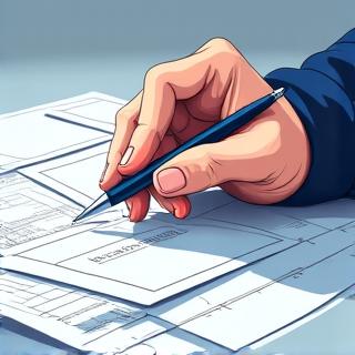 Blueprint and pen, symbolizing strategic planning.